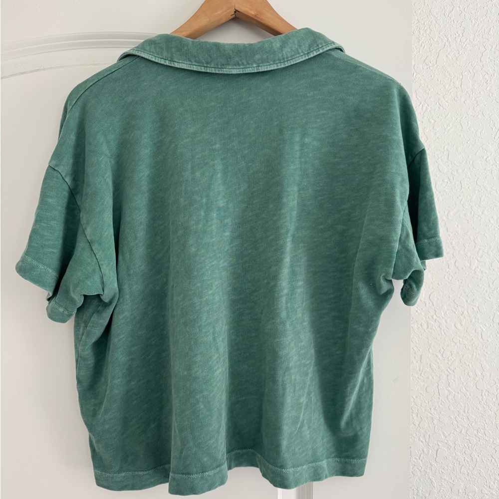 Marine Layer Short Sleeve Polo Tee in Sea Green - Picture 4 of 4
